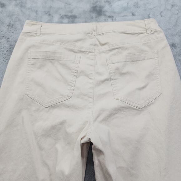 Old Navy Pants Womens 14 Beige Khaki Extra High Rise Wide Leg Crop Ankle Stretch - Picture 4 of 12